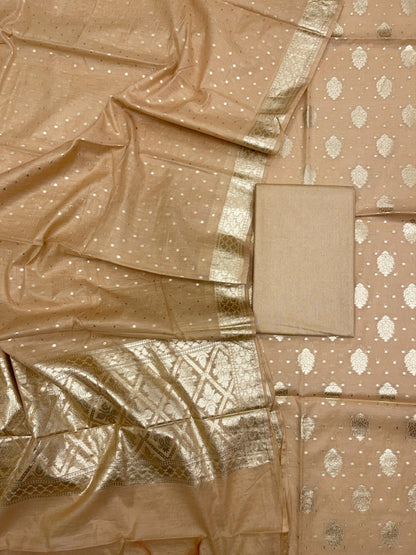 Beige Pure Cotton Self Design Banarasi 3 pcs Suit Set IM_PCSD1