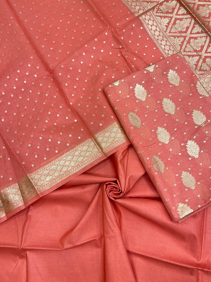 Peach Pure Cotton Self Design Banarasi 3 pcs Suit Set IM_PCSD2
