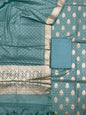 Blue Pure Cotton Self Design Banarasi 3 pcs Suit Set IM_PCSD3