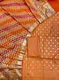 Orange Pure Cotton Handbrush Patti Dupatta Banarasi 3 pcs Suit Set IM_PCHBP1