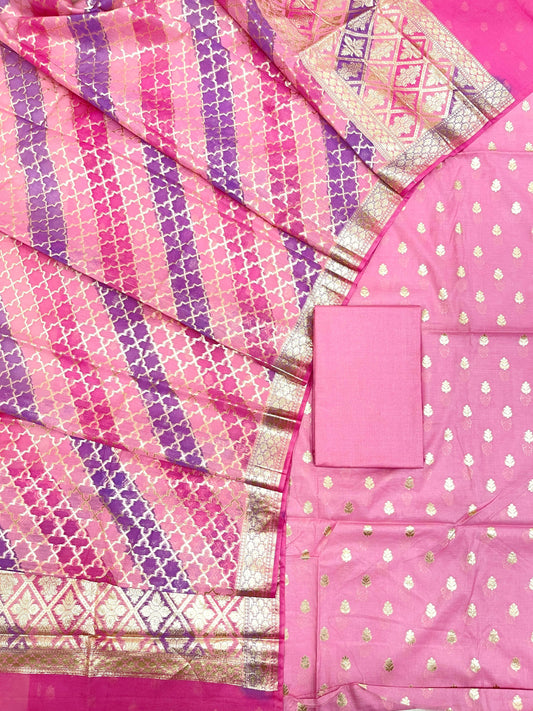 Purple Pure Cotton Handbrush Patti Dupatta Banarasi 3 pcs Suit Set IM_PCHBP2