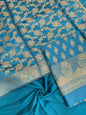 Turqouise Blue Semi Silk Banarasi 3 pcs Suit Set IM_CS7