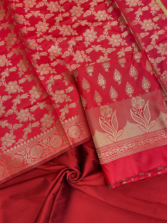 Red Semi Silk Banarasi 3 pcs Suit Set IM_CS10