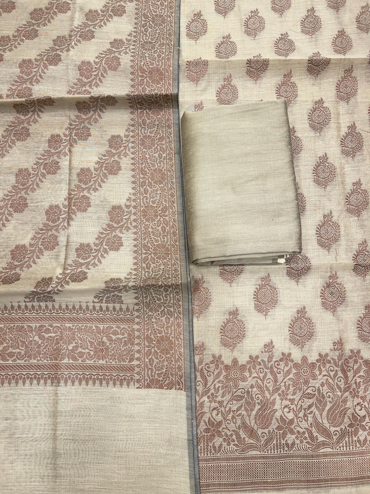 Pista Green Cotton Banarasi 3 pcs Suit Set IM_CS22
