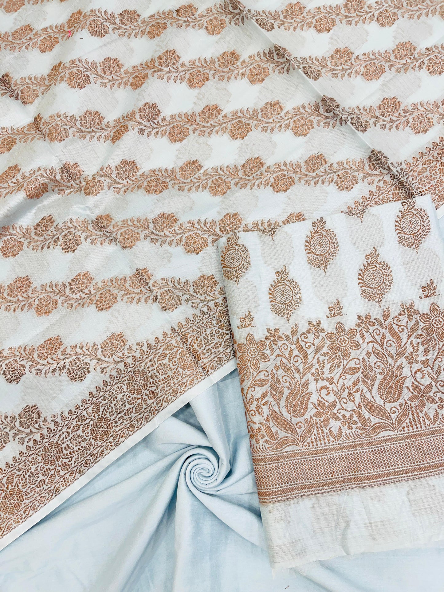 Light Blue Cotton Banarasi 3 pcs Suit Set IM_CS28