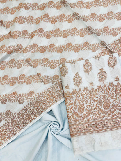 Light Blue Cotton Banarasi 3 pcs Suit Set IM_CS28