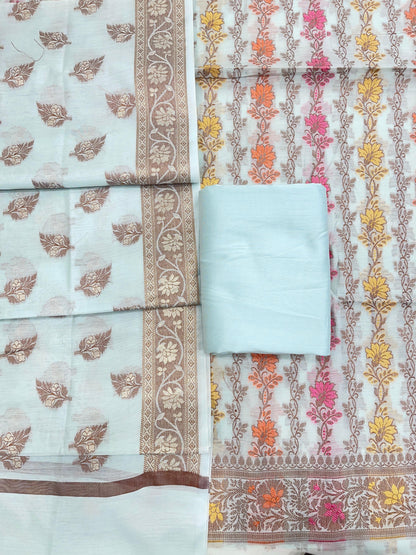 Light Blue Cotton Banarasi 3 pcs Suit Set IM_CS33