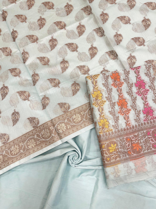 Light Blue Cotton Banarasi 3 pcs Suit Set IM_CS33