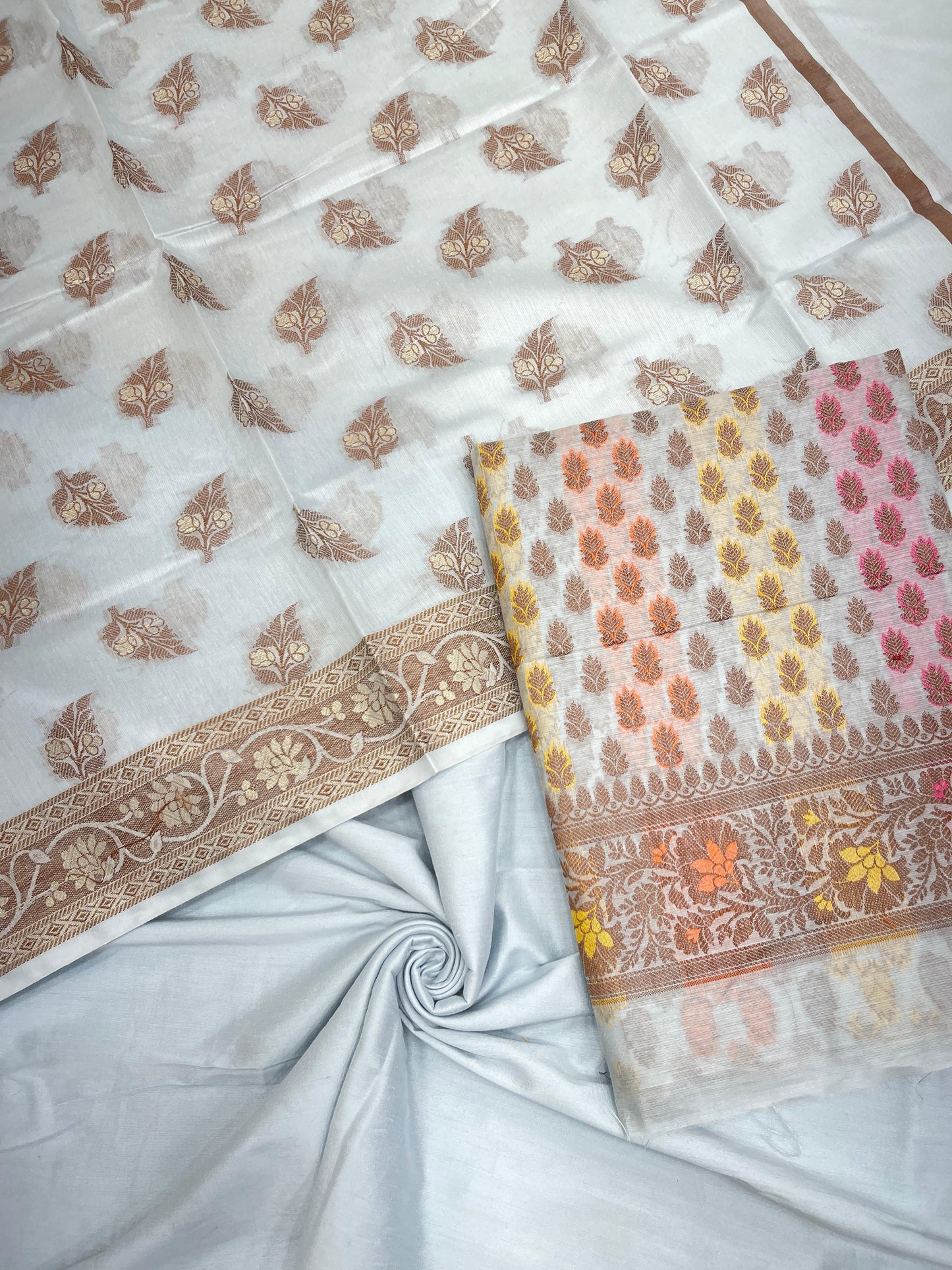 Sky Blue Cotton Banarasi 3 pcs Suit Set IM_CS36