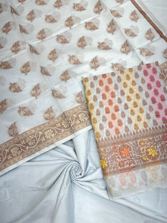 Sky Blue Cotton Banarasi 3 pcs Suit Set IM_CS36