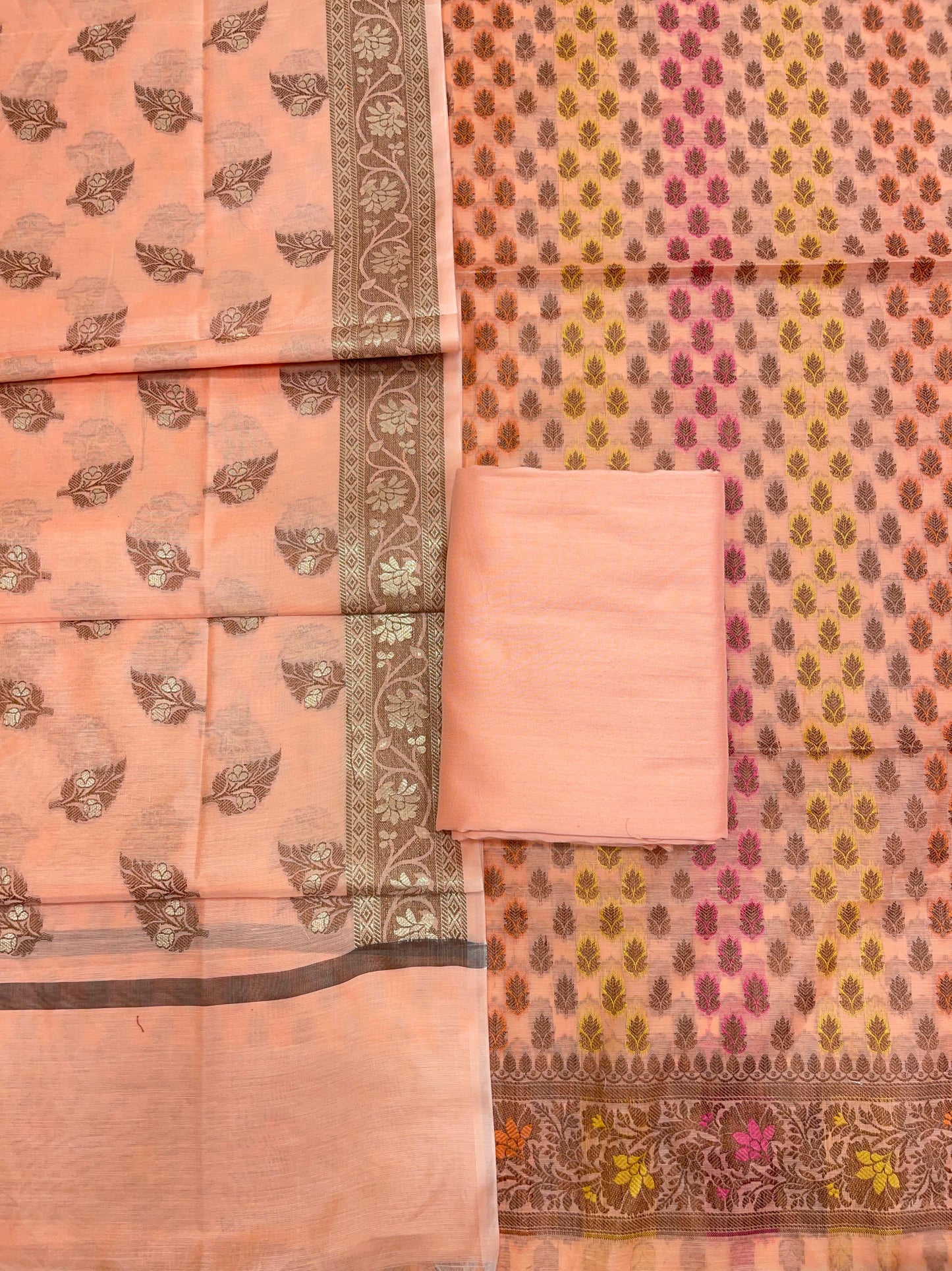 Orange Cotton Banarasi 3 pcs Suit Set IM_CS39