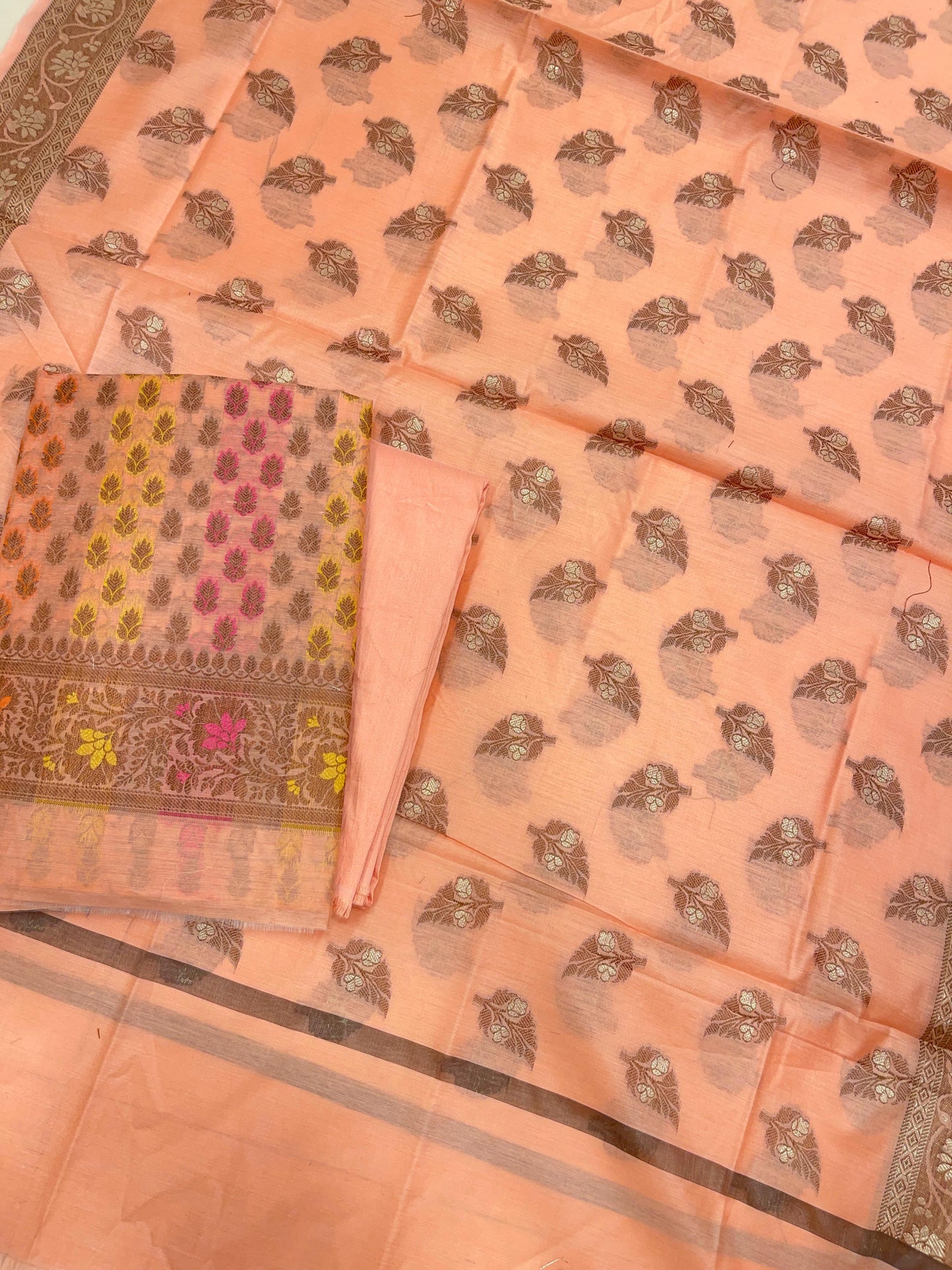 Orange Cotton Banarasi 3 pcs Suit Set IM_CS39