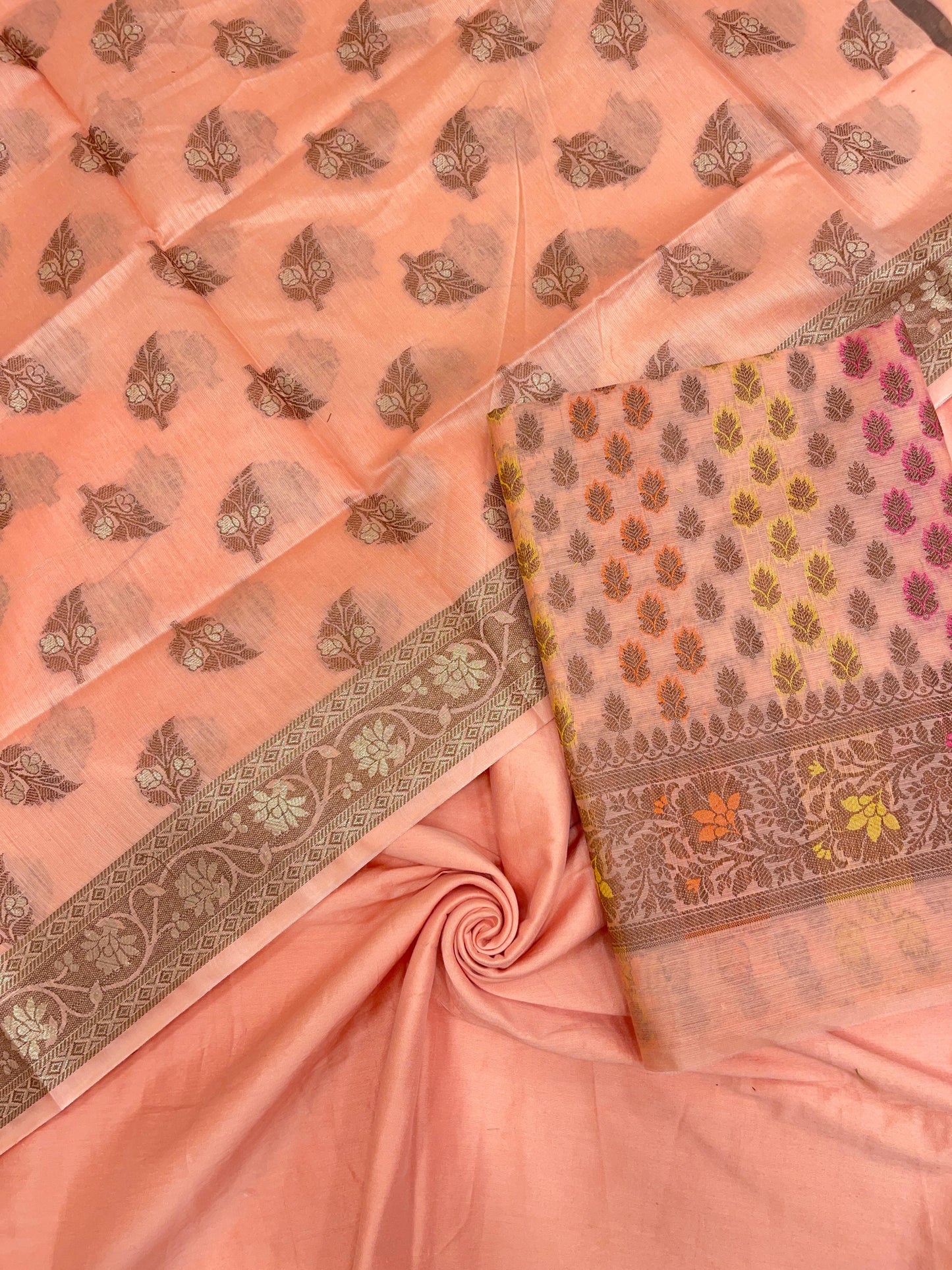 Orange Cotton Banarasi 3 pcs Suit Set IM_CS39