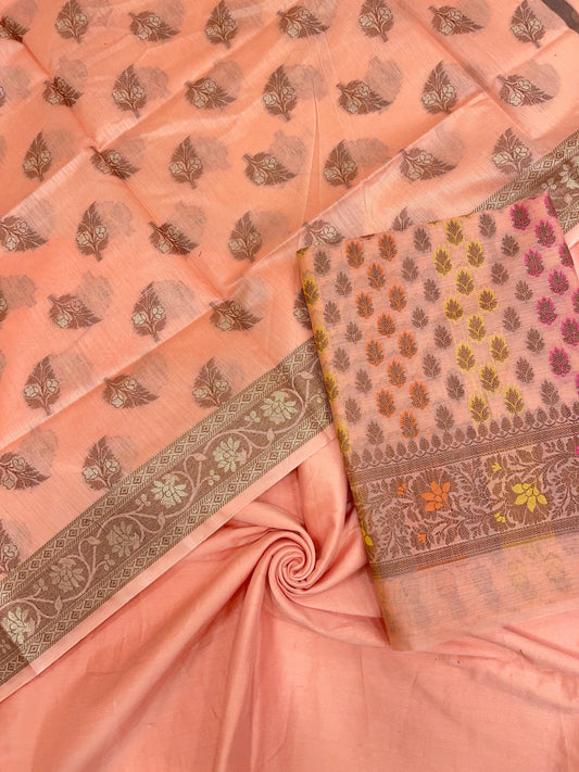 Orange Cotton Banarasi 3 pcs Suit Set IM_CS39