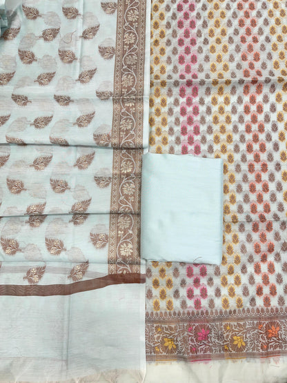 Sea Green Cotton Banarasi 3 pcs Suit Set IM_CS40