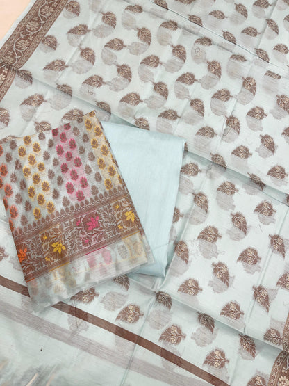 Sea Green Cotton Banarasi 3 pcs Suit Set IM_CS40