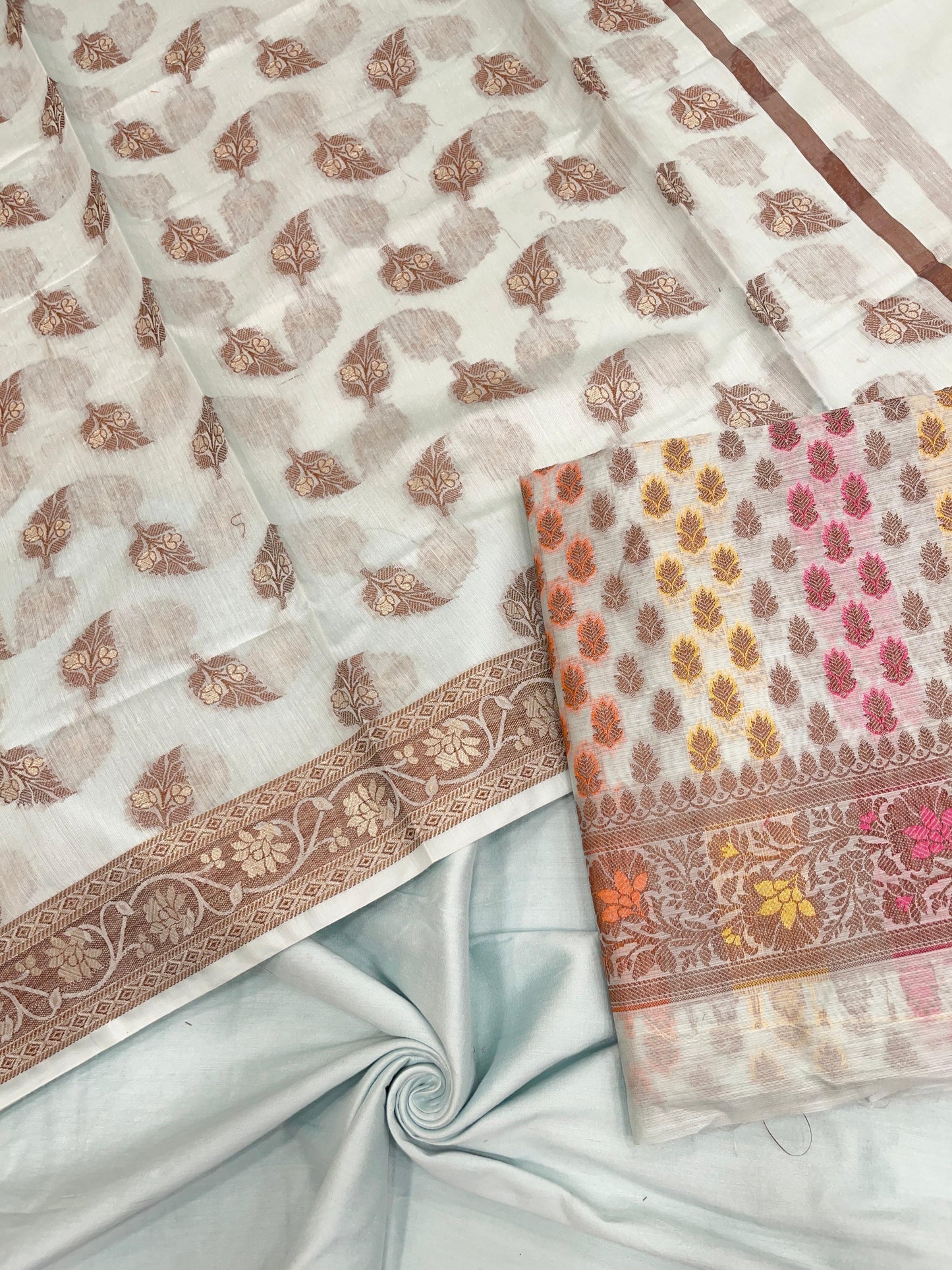 Sea Green Cotton Banarasi 3 pcs Suit Set IM_CS40