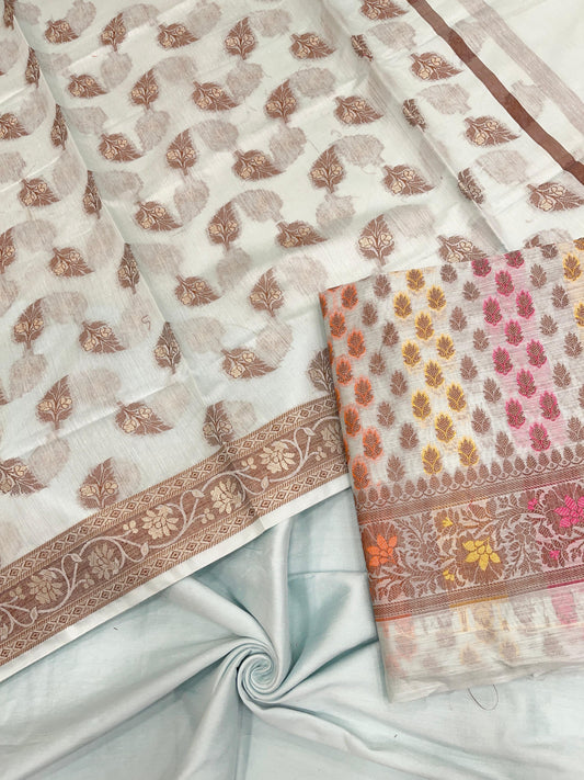 Sea Green Cotton Banarasi 3 pcs Suit Set IM_CS40