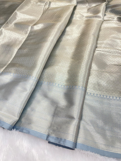 Rust Red Cotton Water Zari Booti Banarasi Saree JVC_5