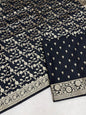 Black Handloom Cotton Silk Banarasi 3 pcs Suit Set RHN_1