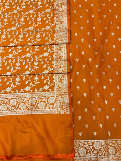 Orange Handloom Cotton Silk Banarasi 3 pcs Suit Set RHN_2