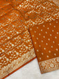 Orange Handloom Cotton Silk Banarasi 3 pcs Suit Set RHN_2