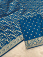 Blue Handloom Cotton Silk Banarasi 3 pcs Suit Set RHN_3