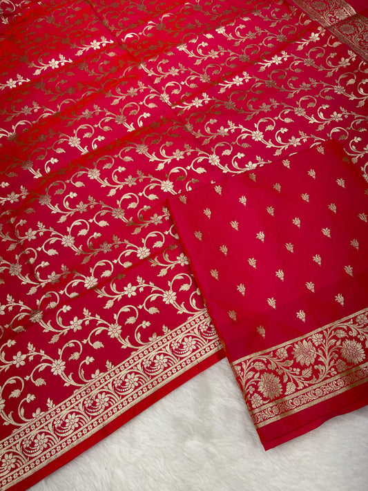Pink Handloom Cotton Silk Banarasi 3 pcs Suit Set RHN_5
