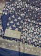 Navy Blue Cotton Silk Banarasi 3 pcs Suit Set 725ASD_CS2