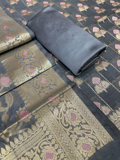 Grey Cotton Silk Banarasi 3 pcs Suit Set 725ASD_CS4