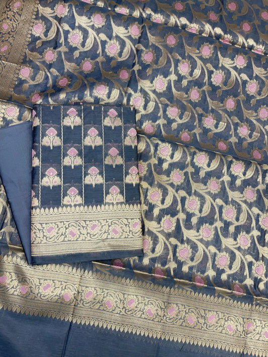 Grey Cotton Silk Banarasi 3 pcs Suit Set 725ASD_CS4
