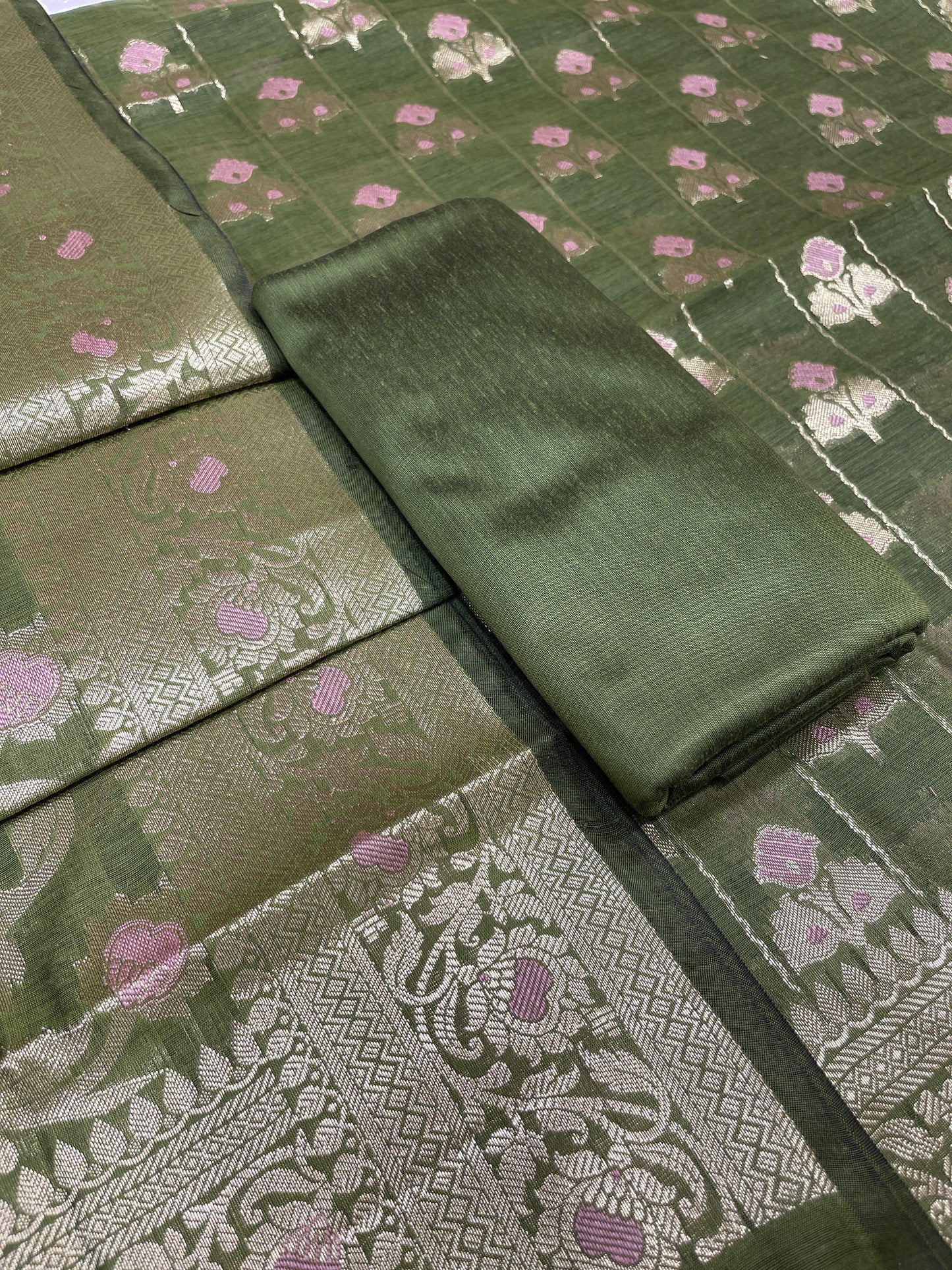 Green Cotton Silk Banarasi 3 pcs Suit Set 725ASD_CS5