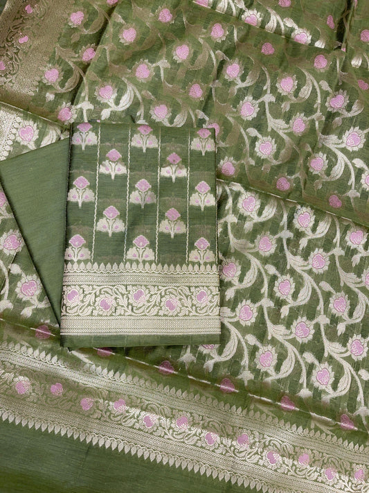 Green Cotton Silk Banarasi 3 pcs Suit Set 725ASD_CS5