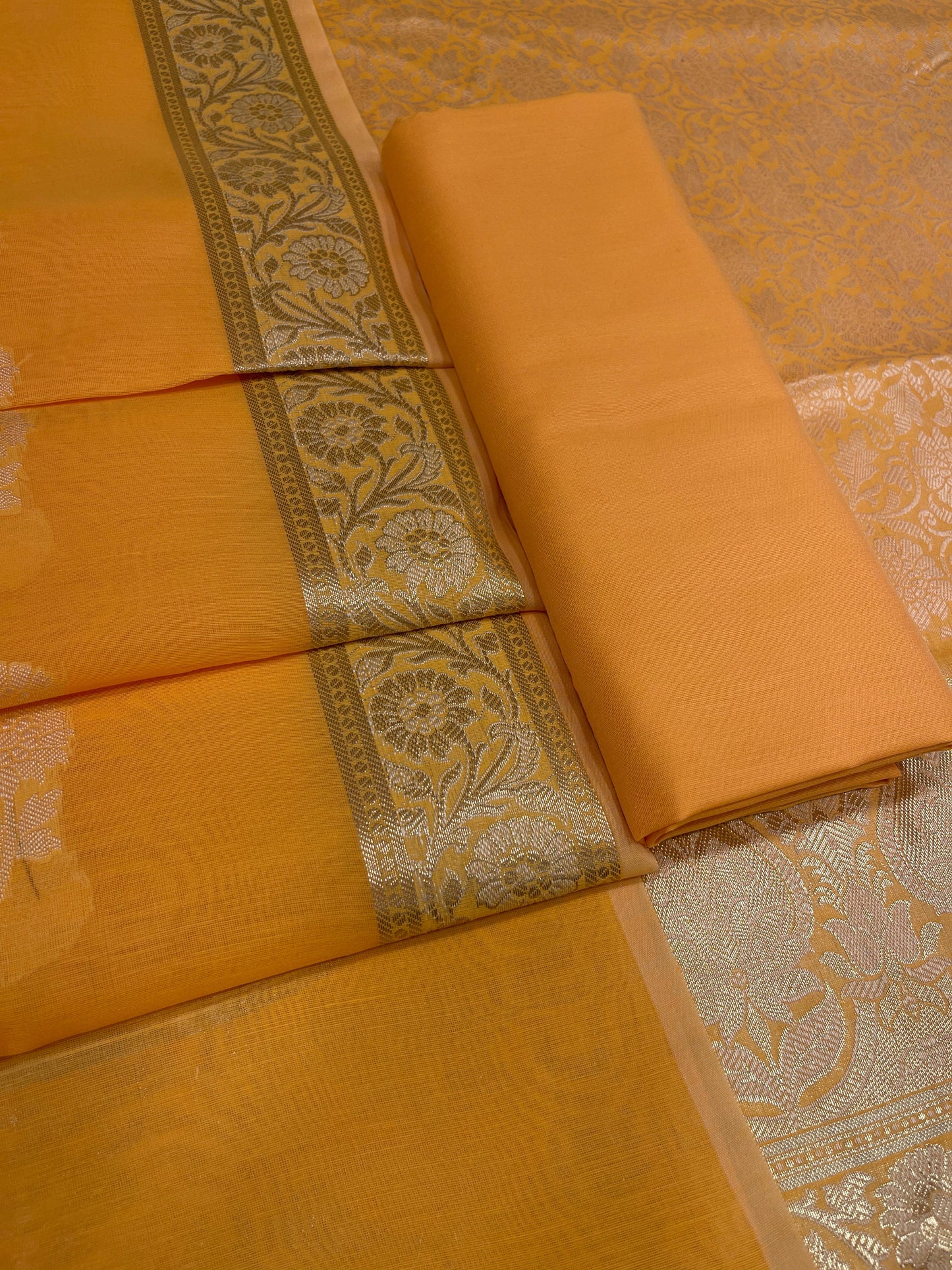 Yellow Cotton Silk Banarasi 3 pcs Suit Set 680ASD_CS20
