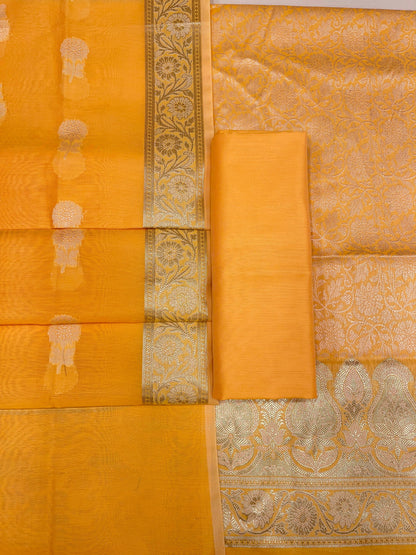 Yellow Cotton Silk Banarasi 3 pcs Suit Set 680ASD_CS20