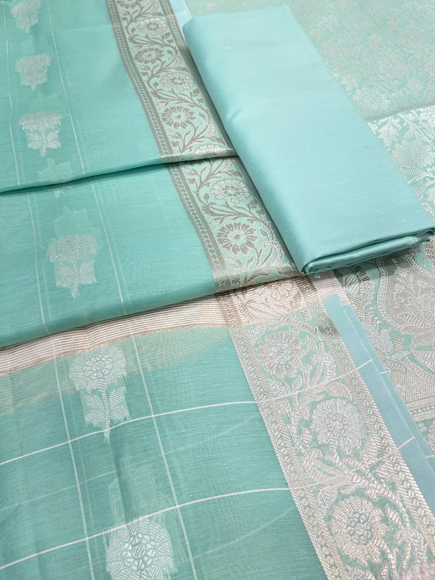 Pistagreen Cotton Silk Banarasi 3 pcs Suit Set 680ASD_CS25