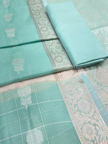Pistagreen Cotton Silk Banarasi 3 pcs Suit Set 680ASD_CS25