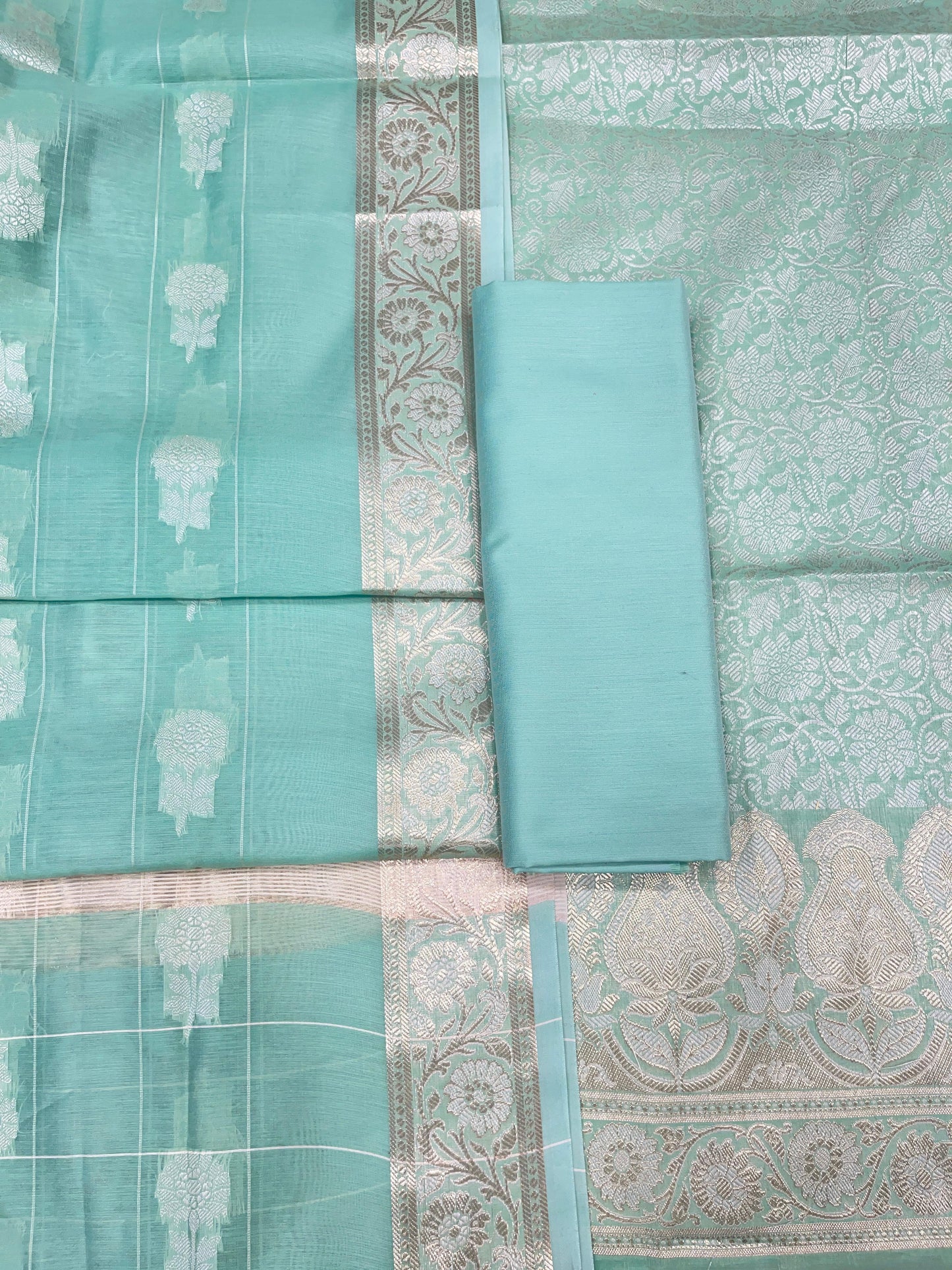 Pistagreen Cotton Silk Banarasi 3 pcs Suit Set 680ASD_CS25