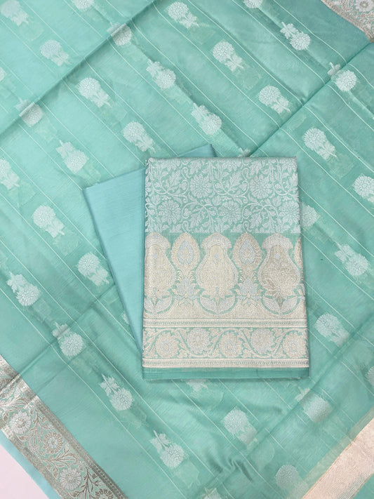 Pistagreen Cotton Silk Banarasi 3 pcs Suit Set 680ASD_CS25
