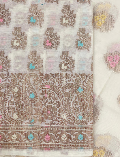 Cream Cotton Silk Banarasi 3 pcs Suit Set 680ASD_CS26