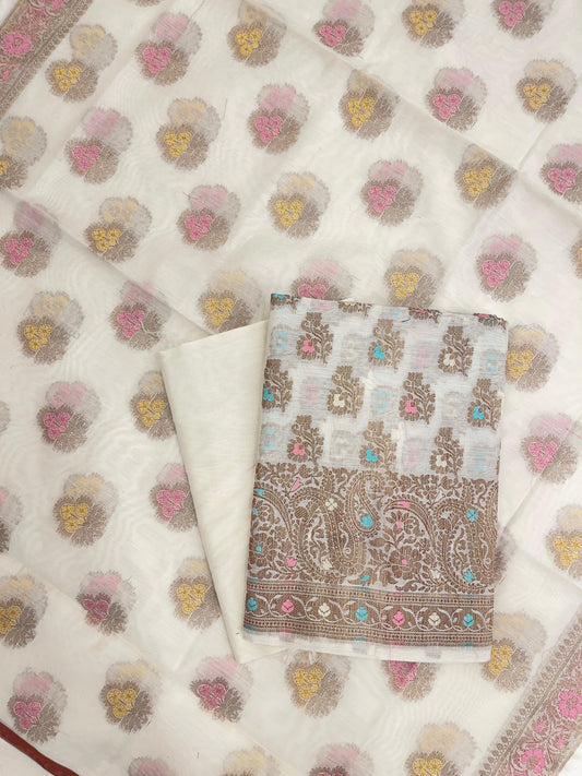Cream Cotton Silk Banarasi 3 pcs Suit Set 680ASD_CS26