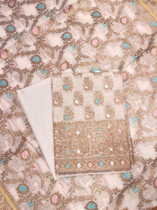Brown Cotton Silk Banarasi 3 pcs Suit Set 680ASD_CS28