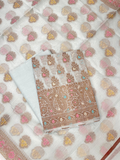 Grey Cotton Silk Banarasi 3 pcs Suit Set 680ASD_CS30