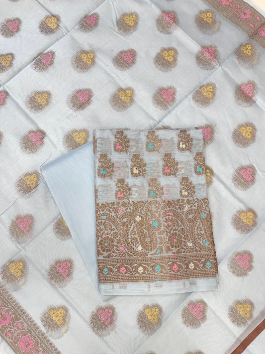 Light Blue Cotton Silk Banarasi 3 pcs Suit Set 680ASD_CS31