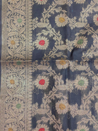 Black Cotton Silk Banarasi 3 pcs Suit Set 680ASD_CS33