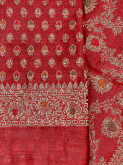 Red Cotton Silk Banarasi 3 pcs Suit Set 680ASD_CS34