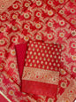 Red Cotton Silk Banarasi 3 pcs Suit Set 680ASD_CS34