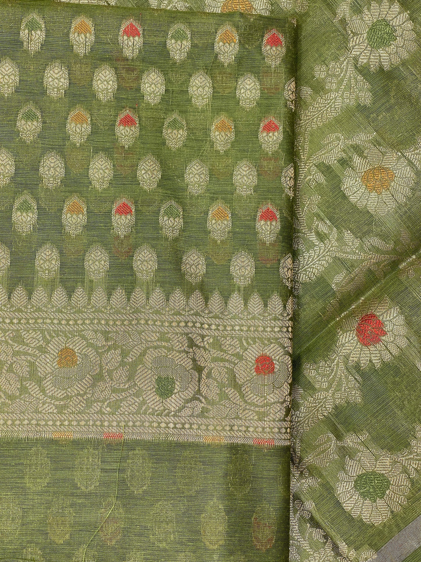 Green Cotton Silk Banarasi 3 pcs Suit Set 680ASD_CS37