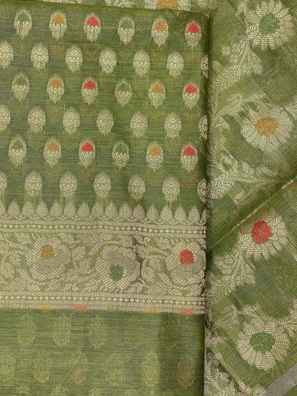 Green Cotton Silk Banarasi 3 pcs Suit Set 680ASD_CS37