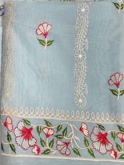 Sky Blue Cotton Linen Embroidery Banarasi 3 pcs Suit Set 1200IM_CL2